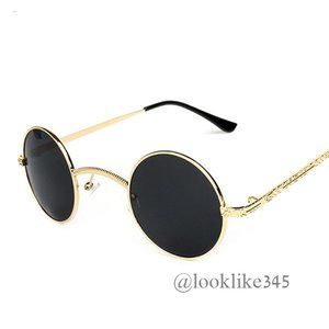 Round Fashion Retro Vintage Black Sunglasses